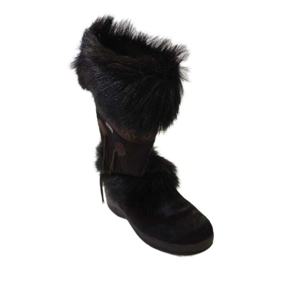 Technica Womens Pony Hair Midi Calf Boots Shoes Dark Brown Size 8